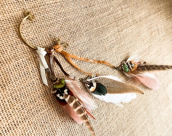 Handmade Feather Ear Cuff | Cascading Non-Pierced Ear Wrap