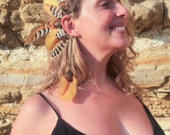 Nature-Inspired Feather Ear Wrap | Ethical Fashion Jewelry for Festivals, Cosplay & Weddings