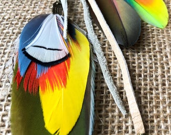 Recycled Leather & Feather Earring | Eco-Friendly Boho Dangle | Non-Pierced Hair Clip Option | Handmade Wedding Accessory