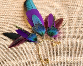 Eco-Friendly Ear Cuff | Unique Artisan Feather Jewelry | Conscious Fashion Accessory for Free Spirits & Creatives