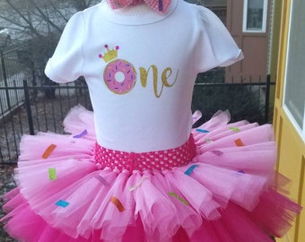 Donut First Birthday Tutu, Donut Grow Up, Donut Tutu Set, Donut Birthday Shirt, Doughnut 1st Birthday, First Birthday Outfit, Sprinkles Tutu