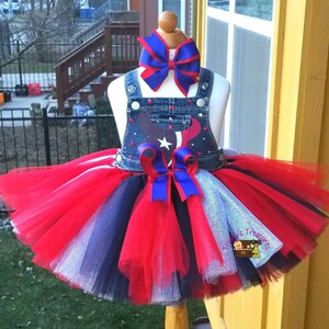 Fox & Finch Confetti Overall Tutu Dress in Denim/Pink
