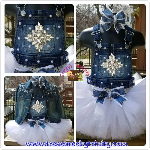 Denim Birthday Outfit Overall Tutu 