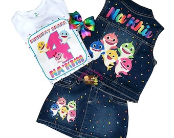 Baby shark birthday outfit for cheap girl
