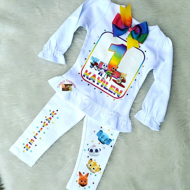 Birthday Shirt Matching Hair Bow Leggings Girls Leggings - Etsy