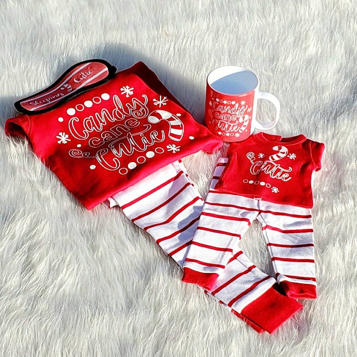 Matching Girl & Doll Pajama Set Christmas Pajamas Candy Cane Etsy