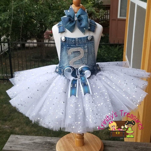 denim overall tutu dress Denim Birthday Outfit, Overall Tutu, Denim & Diamonds Outfit, Denim Jumper, Jean Jacket, Tutu Dress, Denim Diamonds Outfit
