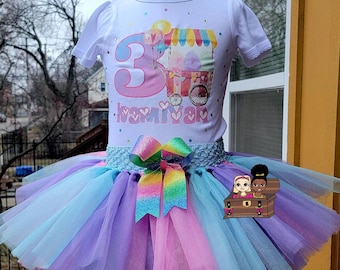 Cotton Candy Tutu, Candy Birthday Outfit, Candyland Party, Cotton Candy Shirt, Pastel Rainbow Tutu, Candy Birthday Shirt, Girls Denim Vest