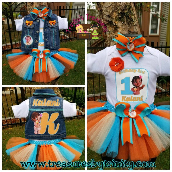 Baby Island Princess Tutu Set, Baby Sea Princess Tutu Set, Baby Moana Birthday Outfit, Baby Moana Birthday Shirt