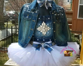Denim Birthday Outfit Overall Tutu 