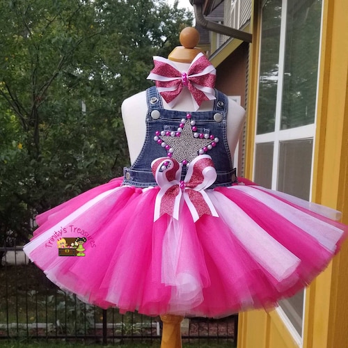 Denim Birthday Outfit Overall Tutu Diamonds & Pearls Outfit - Etsy