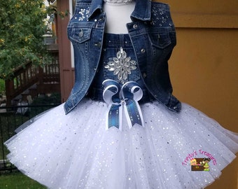Denim Birthday Outfit Overall Tutu 