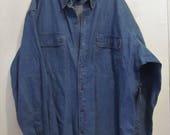 A Men 39 s NWT Vintage 90 39 s,Long Sleeve Blue DENIM Shirt By W0RK N 39 SPORT.2XLT