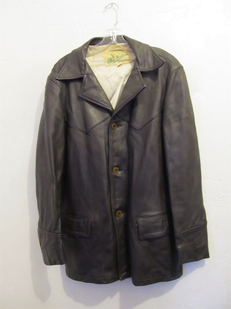 A Men S Vintage 70 Dark Brown Hippie Era Deerskin Leather Jacket By Mid Western 40