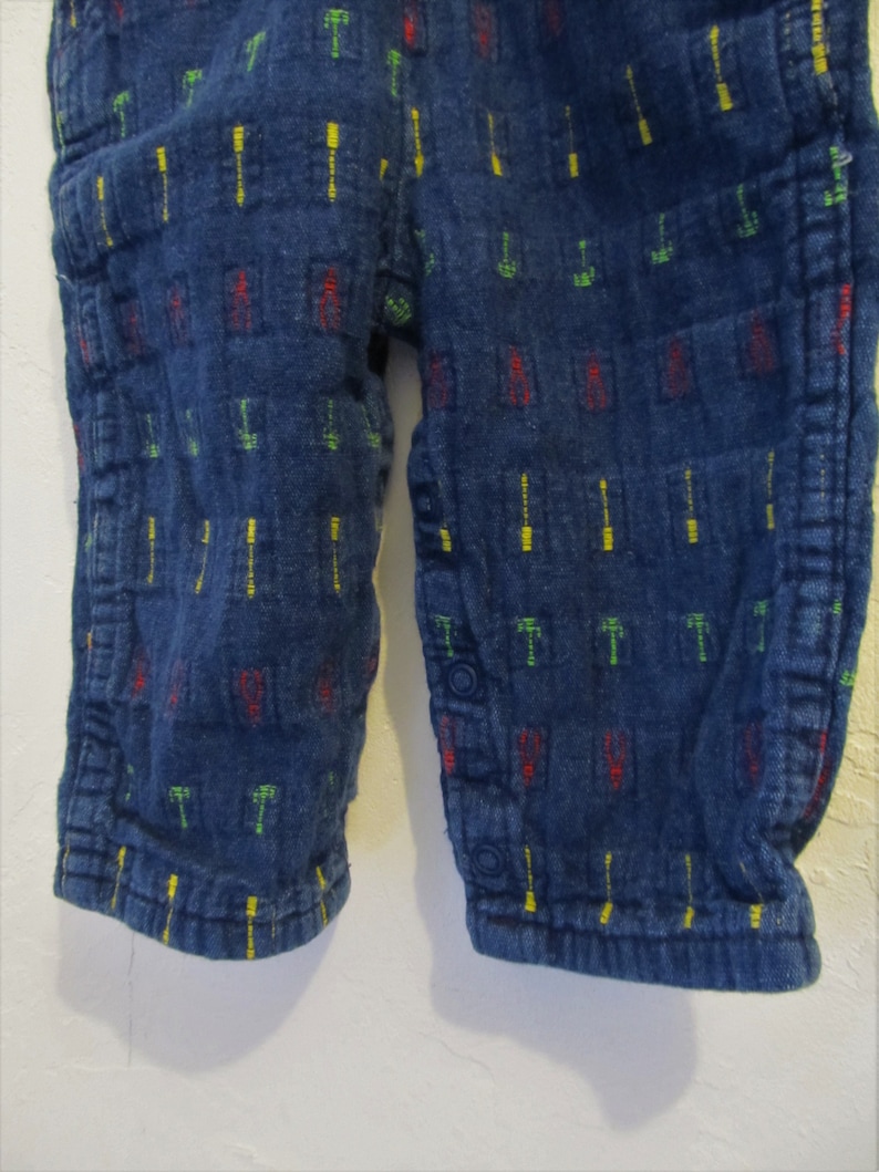 Adorable Little Boy/'s Vintage 90/'s,Blue Embroidered Denim BIB OVERALLS By LIBERTY.12mo
