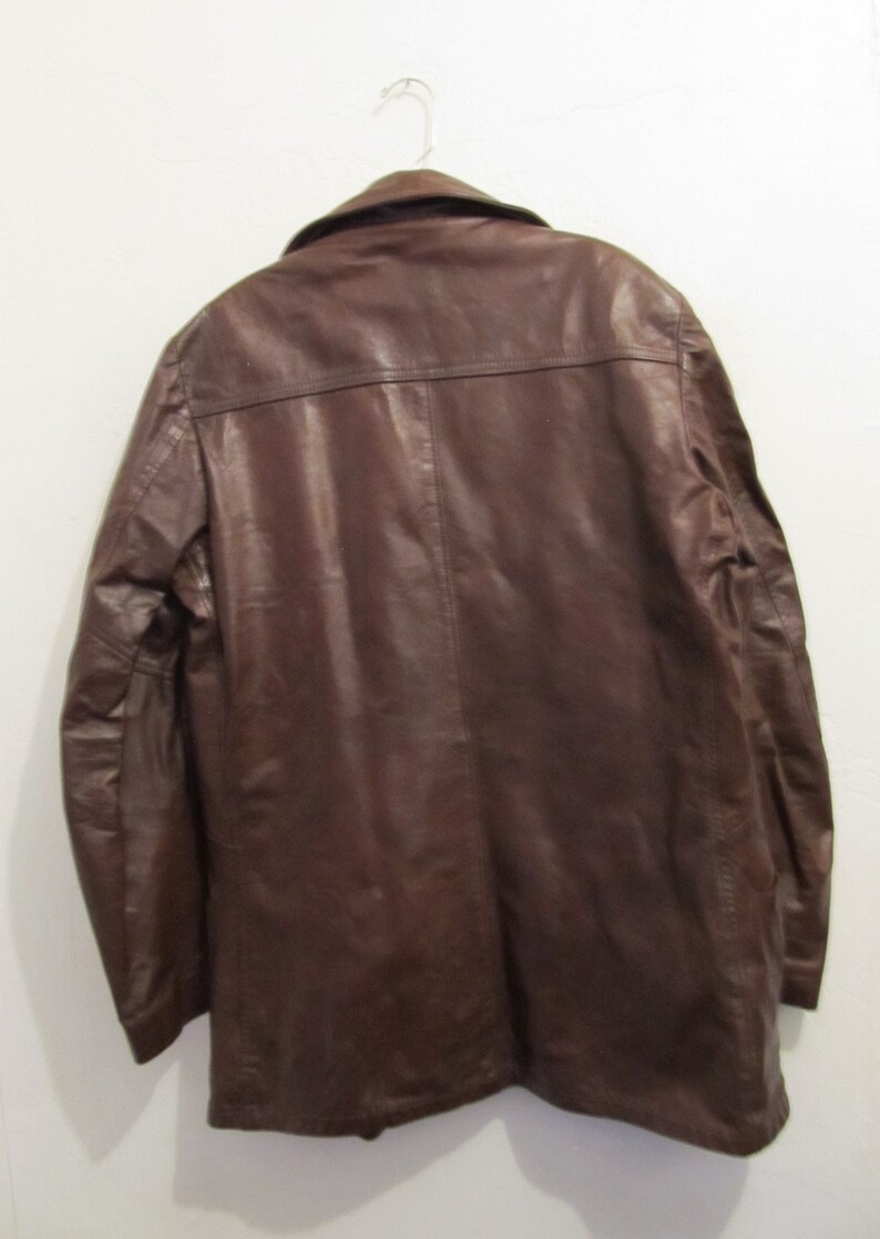 A Men/'s Vintage 70/'s,Brown LEATHER Club DISC0 era Jacket By GENUINE LEATHER.M 40L