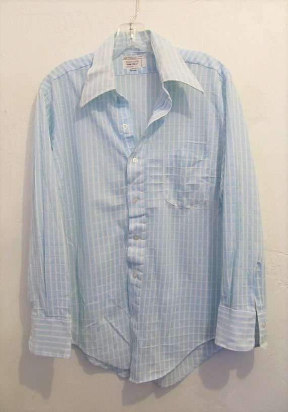 A Men's Vintage 70's,Long Sleeve,Baby Blue Double