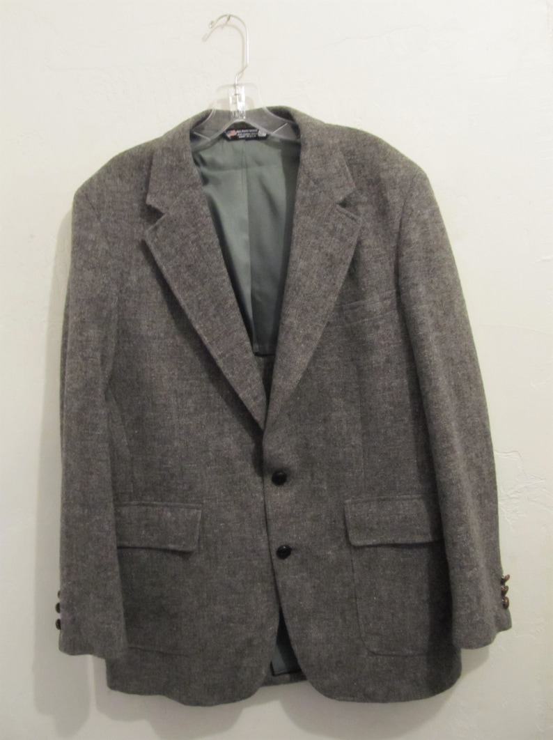 40-42R A Men/'s Vintage 80/'s,Gray 2 Button Front W00L TWEED Sportcoat By TAILOR/'S BENCH.M