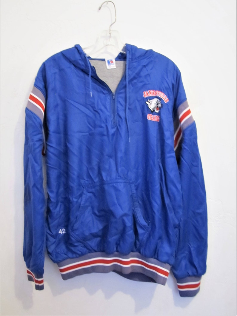 Reduced@@A Men/'s Vintage 90/'s SP0RTY Blue JANESVILLE Craig,Lined Anorak Style Hoodie WINDBREAKER From RUSSELL Athl.L