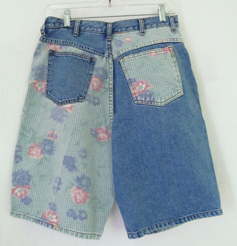 Women/'s Vtg 80/'s,FUNKY Hi Waist,Blue Denim /& Floral Shorts By STEFANO.10
