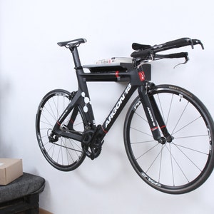 Wooden wall mount bike shelf / Black bicycle hanger/ wooden bike rack image 4