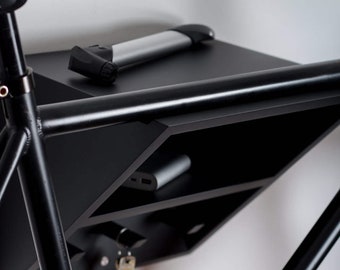 Wooden bike shelf for indoor storage / Black bicycle hanger / Bike wall mount