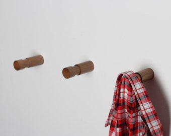 Ganci da parete in legno set di 4 / Appendiabiti da bagno / Appendiabiti da parete minimalisti / Ganci per abbigliamento