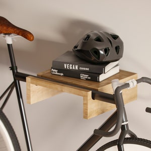 Wooden bike wall mount / wall bike rack / wood bike holder / indoor bicycle storage