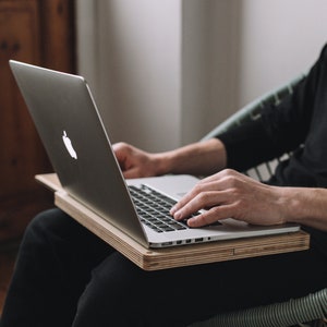 Mobile wood lap desk / Wood laptop tray / Laptop desk for bed / Portable wood work stand
