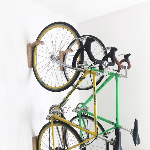 Tokyo bike rack wall mount / Wooden wall hook for bike storage / Vertical bike holder