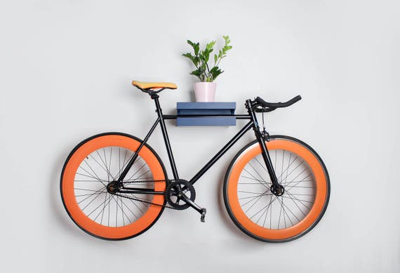 Support mural pour vélo, support mural pour vélo, peut supporter 36 kg,  support de rangement extérieur pour garage, abri de jardin, vélo (orange)