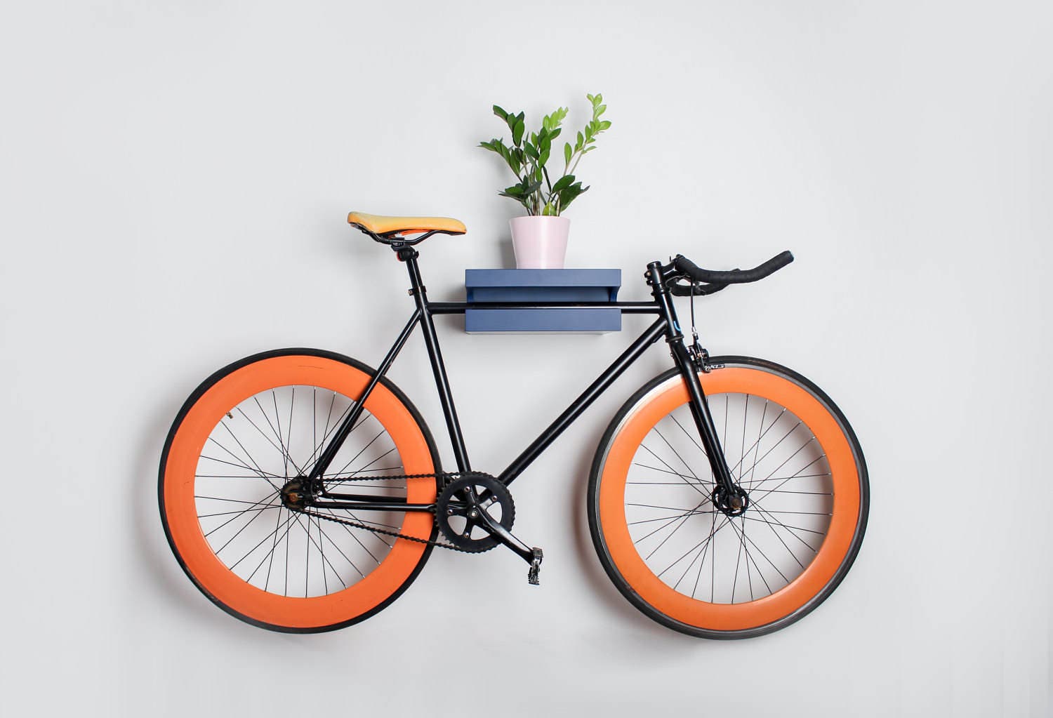 Wood Bike Wall Mount Blue Shelf for Bike Storage Wooden Bike Rack Etsy