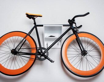 Wall Mounted Bike Rack/ Wooden Bicycle Shelf White Bike Hanger