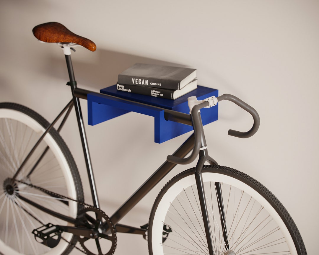 Wooden Bike Wall Mount / Blue Wall Bike Rack / Wood Bike Etsy