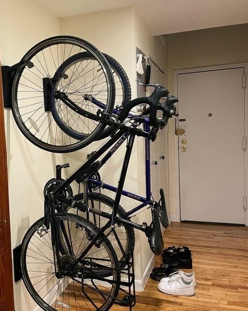 Tokyo Wood Bike Rack Wall Mount / Vertikal Wall Hook Bike Storage - Etsy