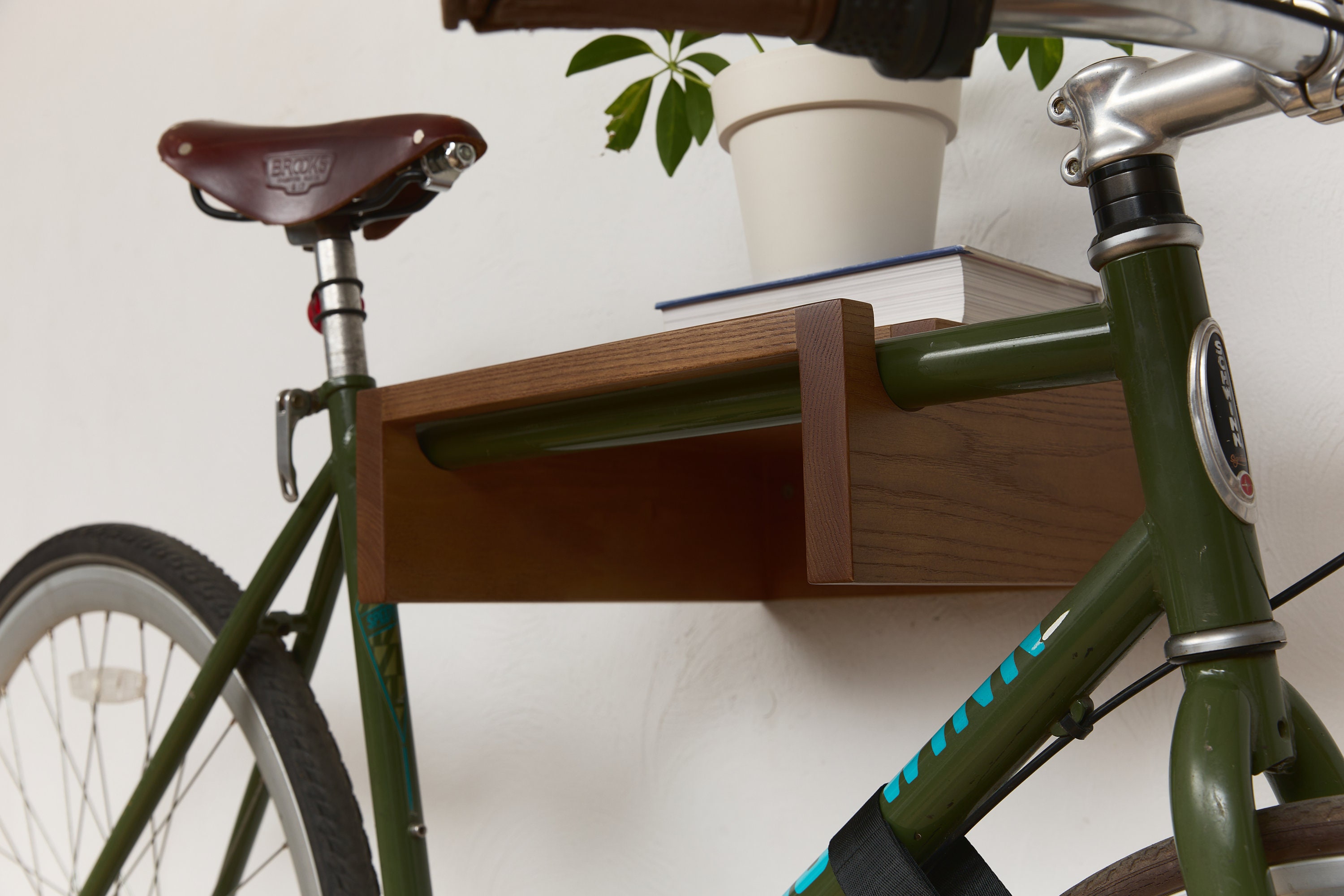 Wooden Bike Wall Mount Blue Wall Bike Rack Wood Bike Holder Indoor Bicycle Storage Etsy