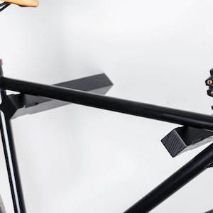 Wooden bike wall rack / Black bike wall mount / Wood bicycle hanger