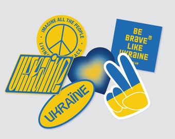 Ukraine stickers pack / Film stickers for suporting Ukraine / Ukraine Fundraising / Set of 6 stickers on A5 (150x210 mm)