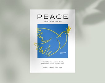 Ukraine peace poster design | Pablo Picasso dove poster | Stay with Ukraine, keep the peace |