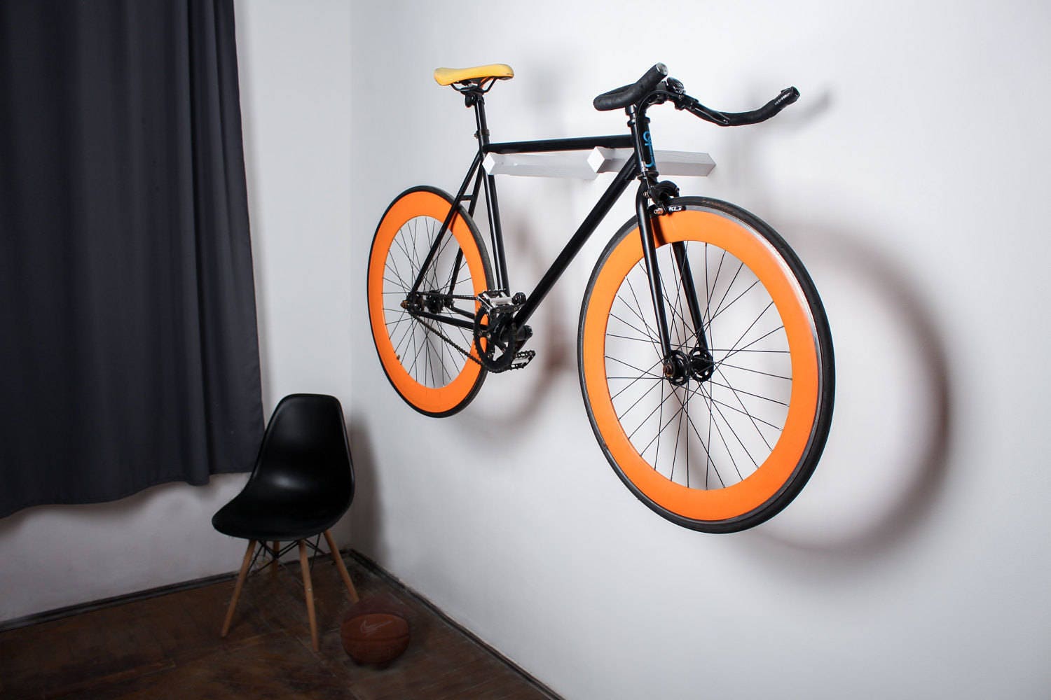 Wall Bike Hooks / Wooden Rack for Bike Storage / White Bike Holder 