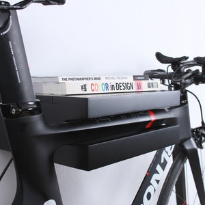 Wooden bike rack / Black bike wall mount / Wood bike shelf / Wall bike hanger