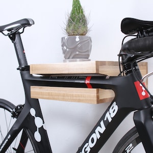 Wooden bike shelf / Wall mount bike rack / Wall bike holder / Wood bicycle stand