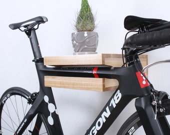 Wooden bike shelf / Wall mount bike rack / Wall bike holder / Wood bicycle stand