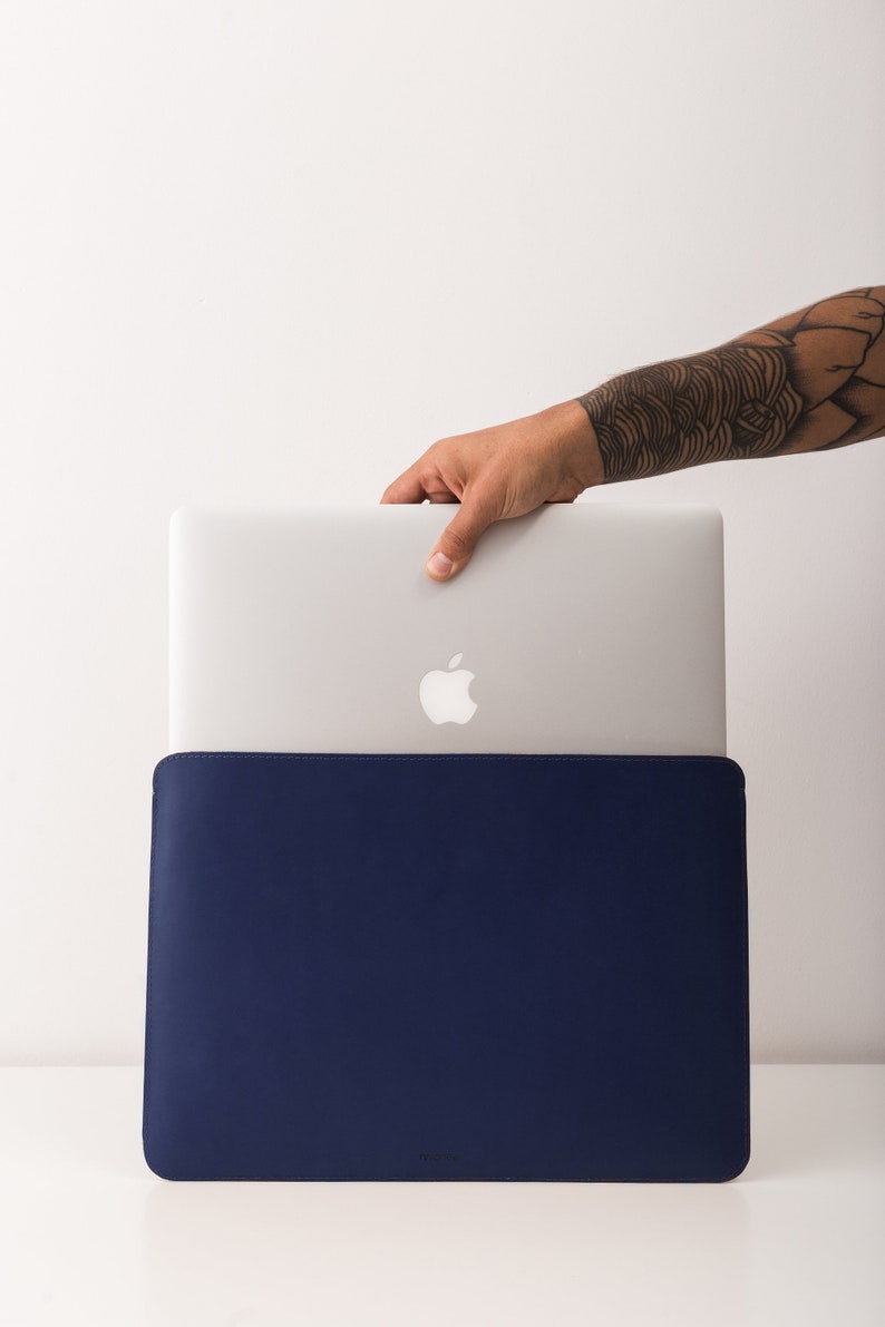 MacBook leather sleeve Laptop sleeve from premium dark blue leather MacBook pro leather cover MacBook air case Apple accessories