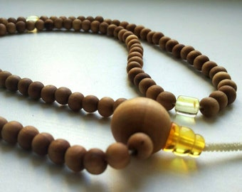 Amber-wood - 108 beads baltic mala (size Ø7.9), buddhist meditation, guru bead, 108 bead mala