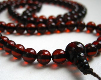 Dark cherry - 108 baltic amber mala for meditation for meditation (size Ø6 colour 6), buddhist meditation, guru bead, 108 bead mala