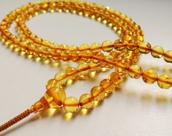 GOLDEN LIGHT - 108 beads baltic amber mala for meditation (size Ø7 colour 3)