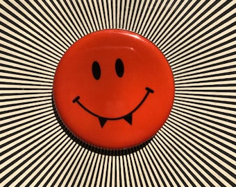 Vampire Happy Face 1.25 inch pin
