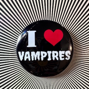 I heart vampires (black) 2.25 inch pin
