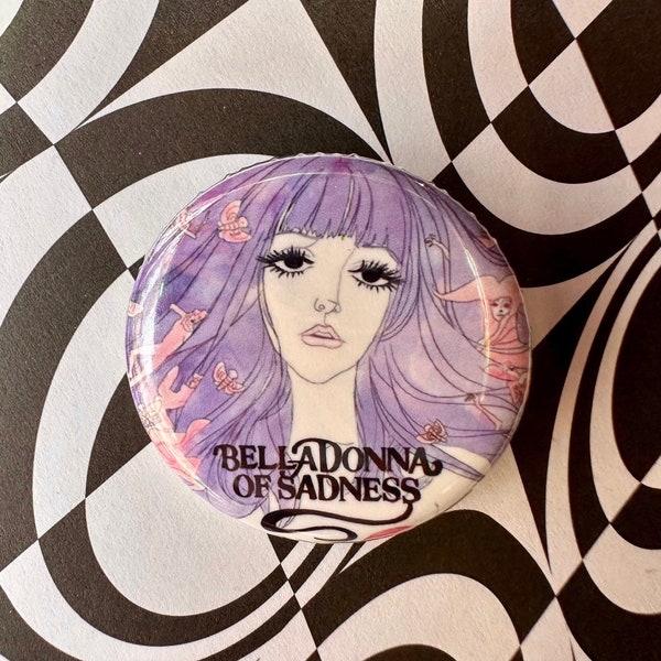 Purple Belladonna of Sadness Face 1.25 inch pin